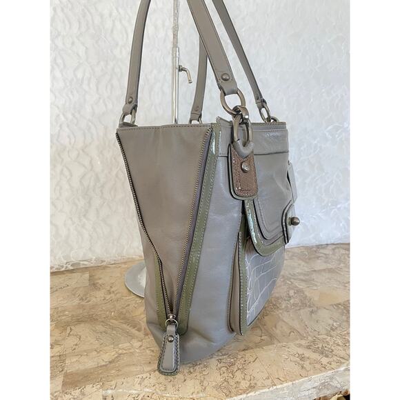 Coach Kristin gray croc Leather Hobo Crossbody Shoulder Bag Handbag tote 18302 - Picture 5 of 9